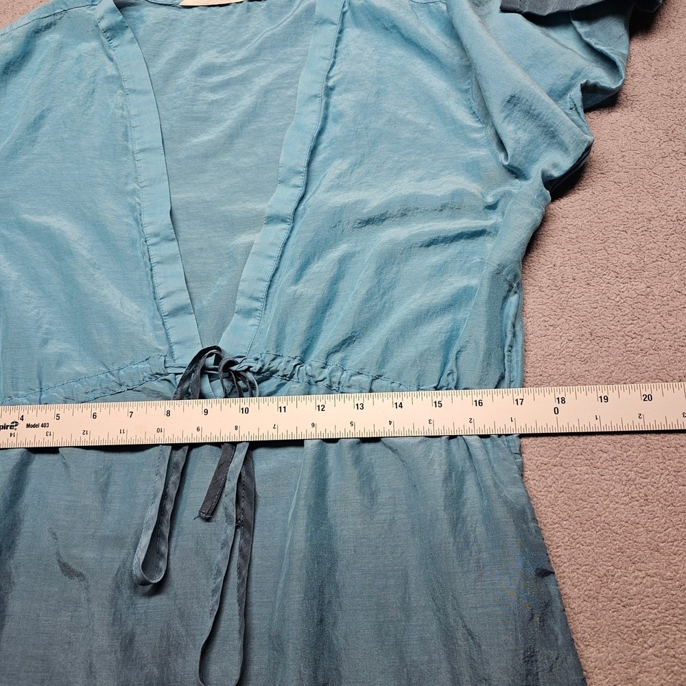 Athleta Cotton Silk Tunic Dress Womens Medium Blue Ombre V-Neck Tie Waist - Picture 5 of 12